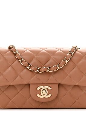CHANEL Quilted Shoulder Flap Bag in Camel with Gold Hardware